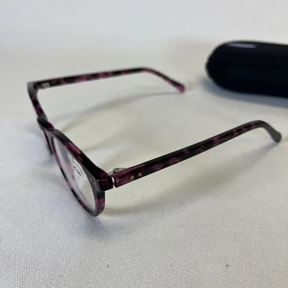 MicroVision Optical Blue Light Blocking Readers Forte Tortoise Purple w Case 0.0